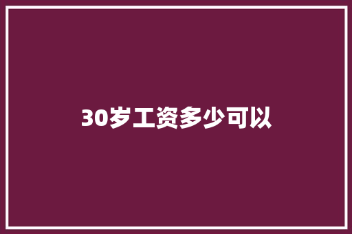 30岁工资多少可以