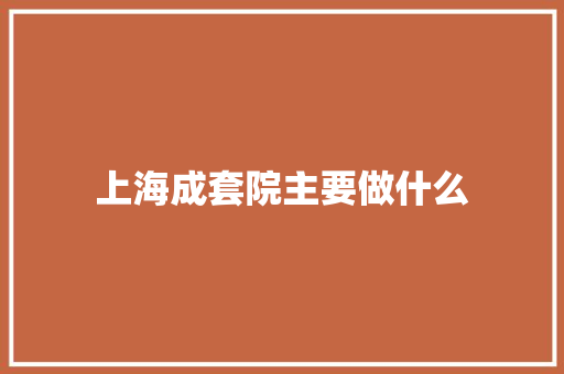 上海成套院主要做什么