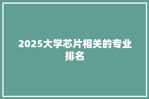 2025大学芯片相关的专业排名