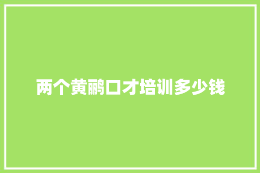 两个黄鹂口才培训多少钱