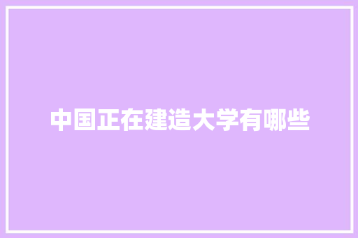 中国正在建造大学有哪些