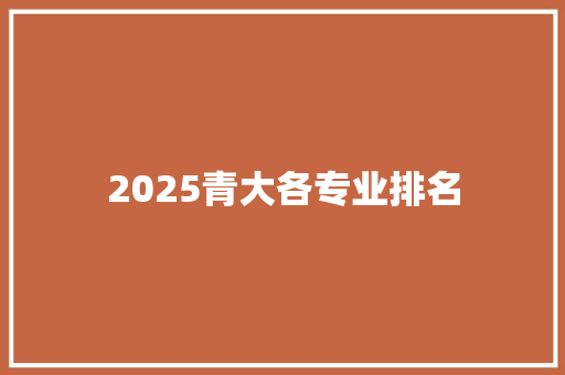2025青大各专业排名