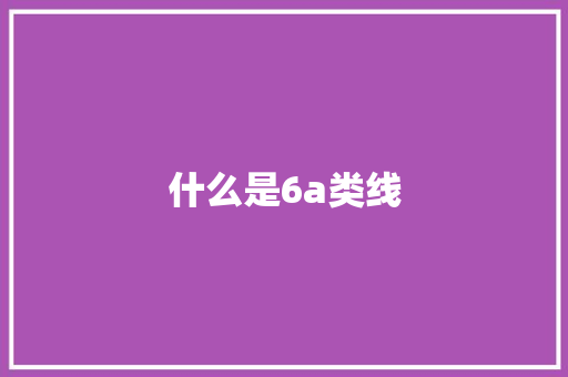 什么是6a类线