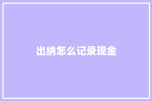 出纳怎么记录现金