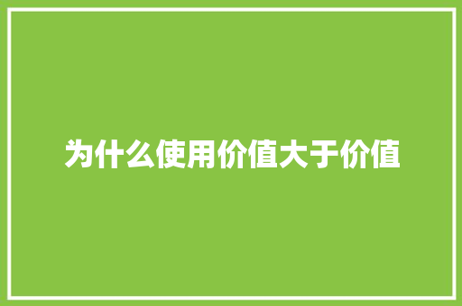 为什么使用价值大于价值