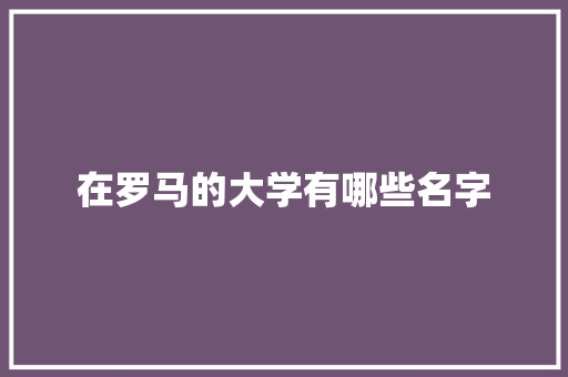在罗马的大学有哪些名字