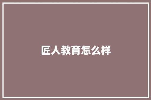 匠人教育怎么样