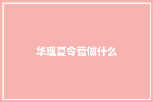 华理夏令营做什么