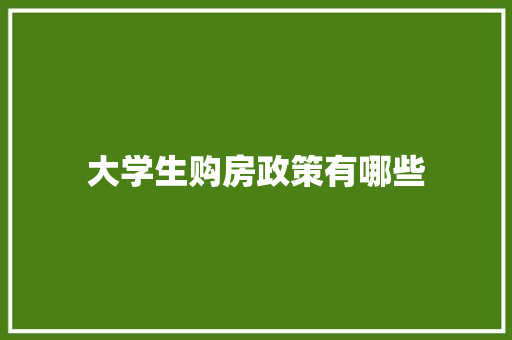 大学生购房政策有哪些