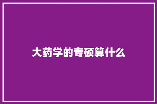 大药学的专硕算什么