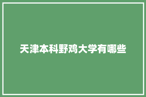天津本科野鸡大学有哪些