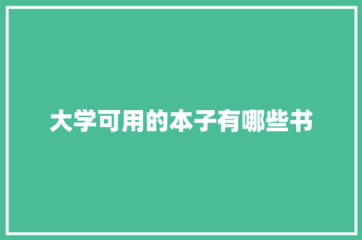 大学可用的本子有哪些书