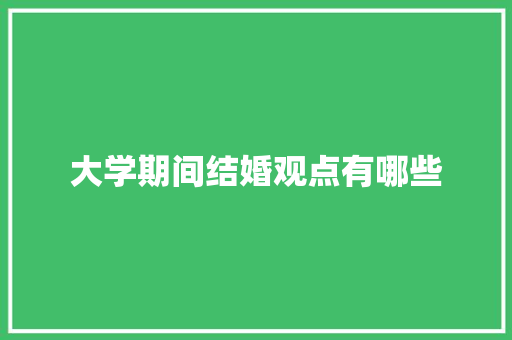 大学期间结婚观点有哪些