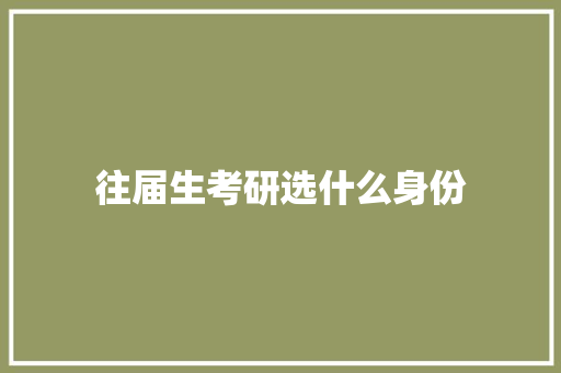 往届生考研选什么身份