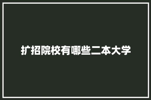 扩招院校有哪些二本大学
