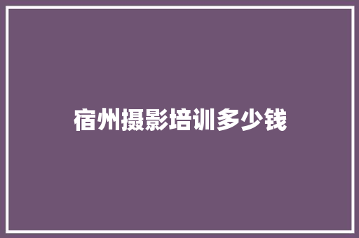 宿州摄影培训多少钱