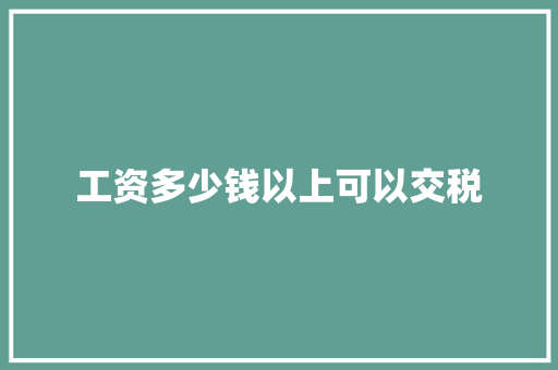 工资多少钱以上可以交税