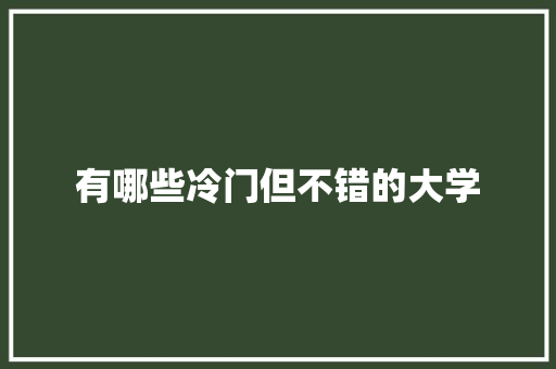 有哪些冷门但不错的大学