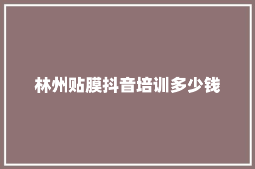 林州贴膜抖音培训多少钱