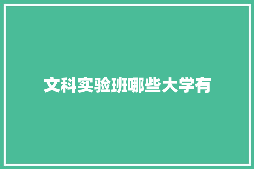 文科实验班哪些大学有
