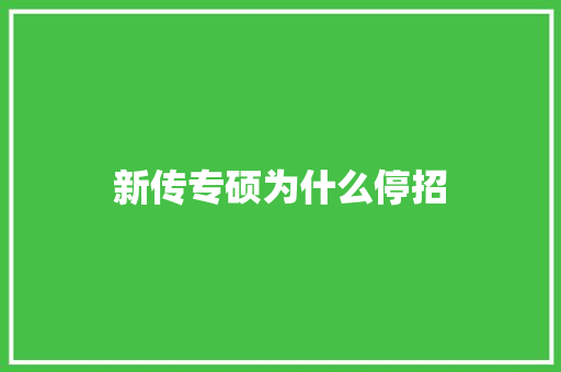 新传专硕为什么停招