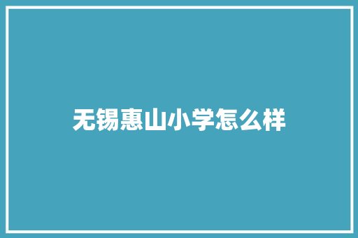 无锡惠山小学怎么样