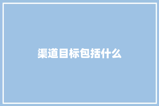 渠道目标包括什么