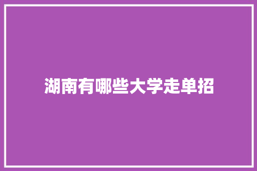 湖南有哪些大学走单招