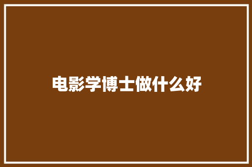 电影学博士做什么好