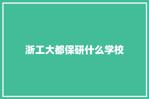 浙工大都保研什么学校