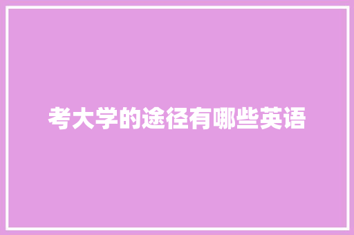 考大学的途径有哪些英语