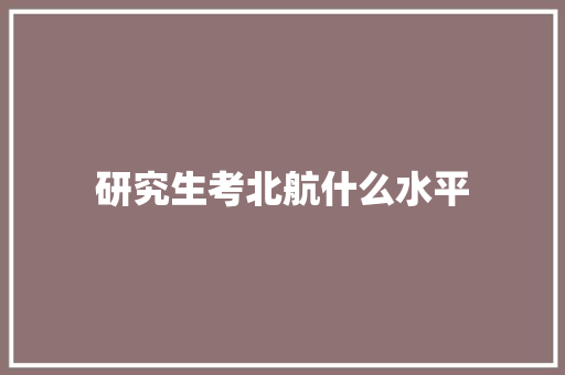 研究生考北航什么水平