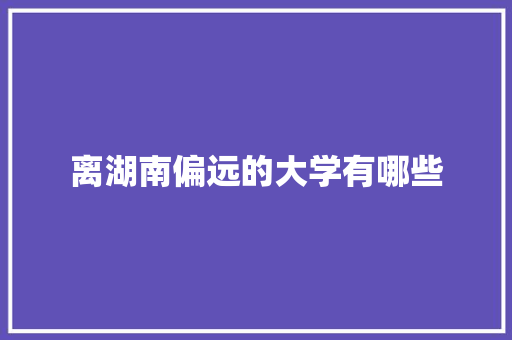离湖南偏远的大学有哪些