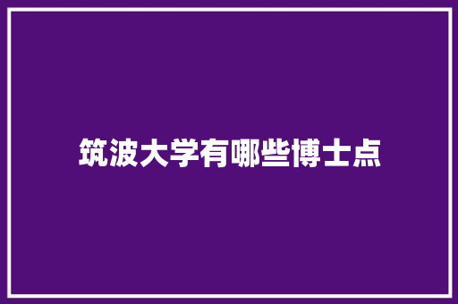 筑波大学有哪些博士点