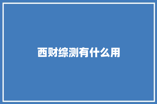 西财综测有什么用
