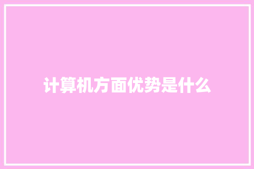 计算机方面优势是什么