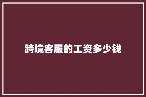 跨境客服的工资多少钱