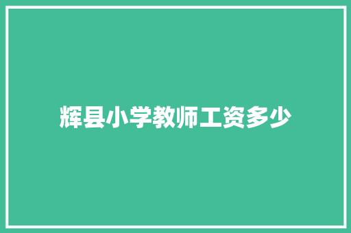 辉县小学教师工资多少
