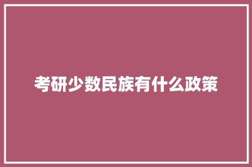 考研少数民族有什么政策