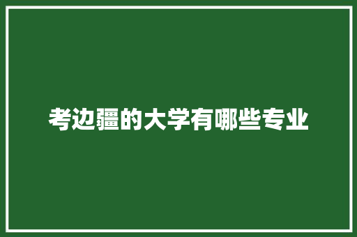 考边疆的大学有哪些专业