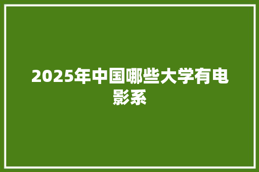 2025年中国哪些大学有电影系