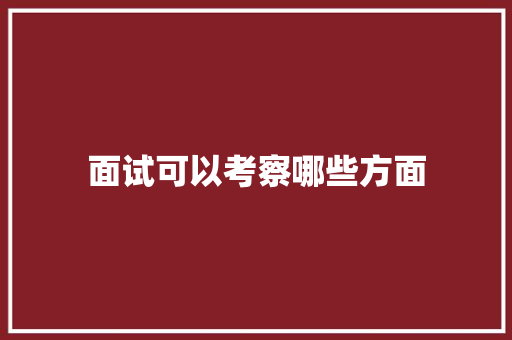 面试可以考察哪些方面