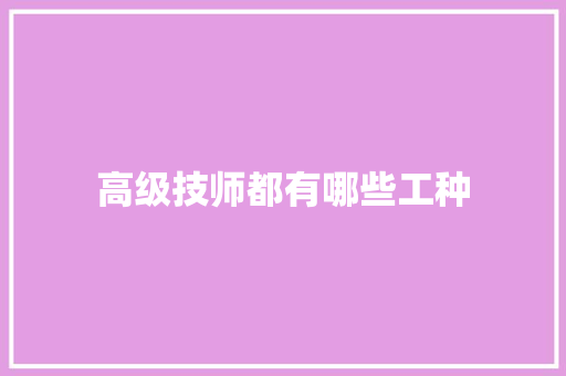 高级技师都有哪些工种
