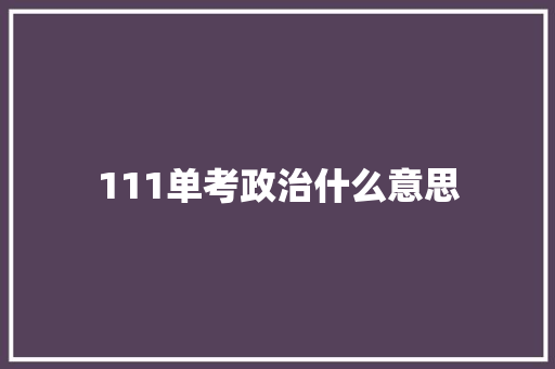 111单考政治什么意思