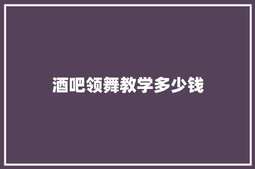 酒吧领舞教学多少钱