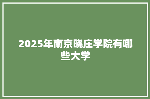 2025年南京晓庄学院有哪些大学