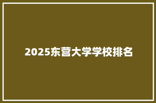 2025东营大学学校排名