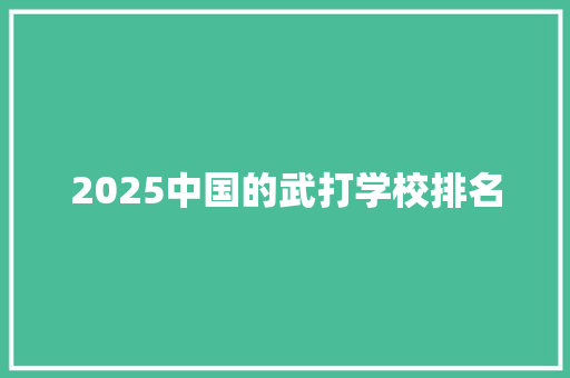 2025中国的武打学校排名