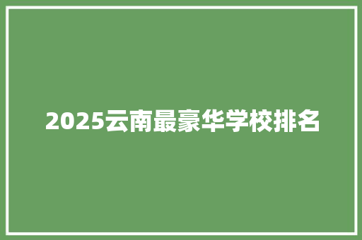 2025云南最豪华学校排名