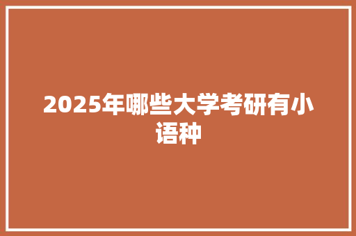 2025年哪些大学考研有小语种